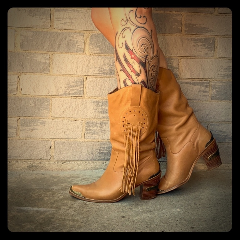 Leather cowboy boots